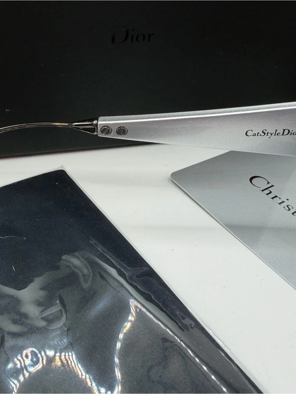 Dior Catstyle Black Rectangular Frame Sunglasses with Dark Lenses